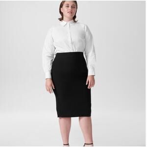 Universal Standard Lynn Luxe Twill Pencil Skirt 00 0 4XS Black NWT Sheath Midi